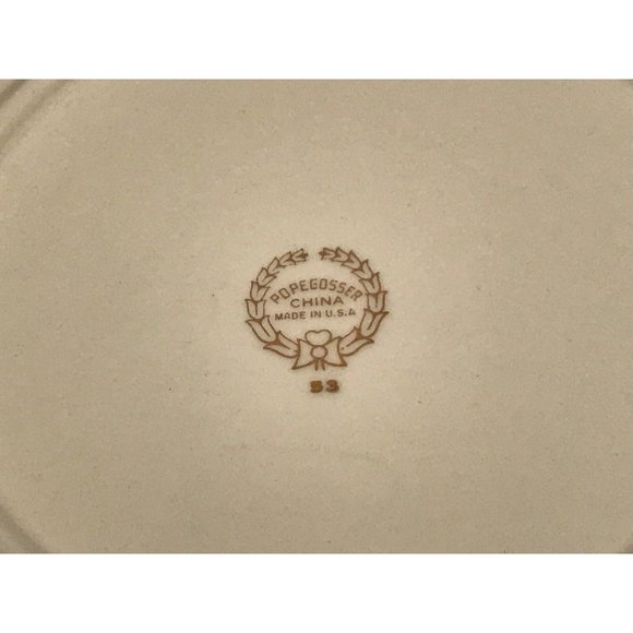 4 Pope Gosser Salad Plates Pattern 1219 Floral Design 7" Green & Platinum Bands - Picture 6 of 8